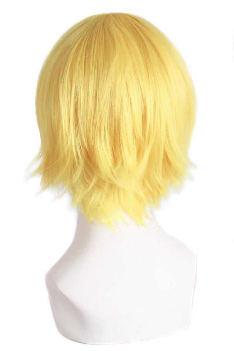 MapofBeauty Men's Short Straight Wig Cosplay Costume Wig (Yellow) - Image 2